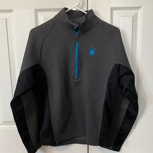 Spyder Men's Charcoal and Black Half Zip Sweater